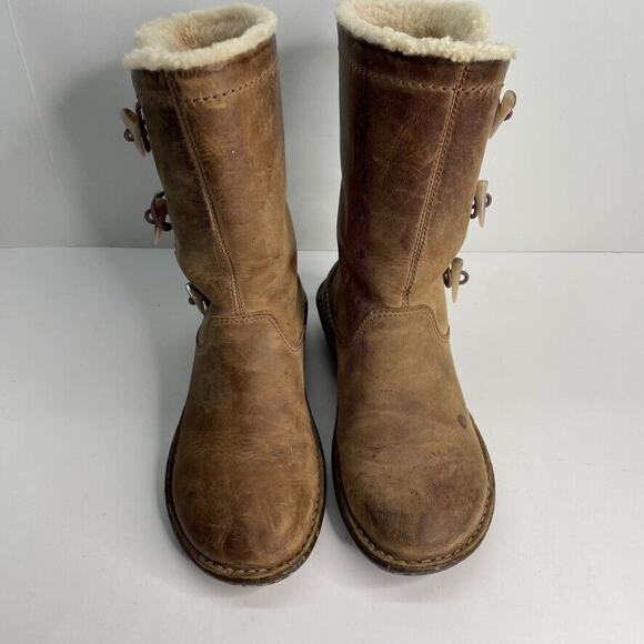 Ugg Kona 5156 Boots Women’s Size 7 Chestnut Suede Leather Shearling Toggle Boots - Picture 2 of 9